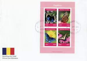 Chad 2019 FDC Mushrooms & Butterflies 4v M/S Cover Butterfly Fungi Nature Stamps - Picture 1 of 1
