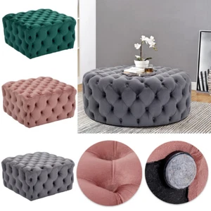 Chesterfield Coffee Table Footstool Plush Velvet Ottoman Pouffe Seat Deep Button - Picture 1 of 60