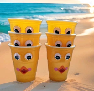 Set of Six (6) Googly-Eyed Plastic Cups For Milk Shakes/ Cocoa/ Juice/Soda 16 oz - Picture 1 of 5