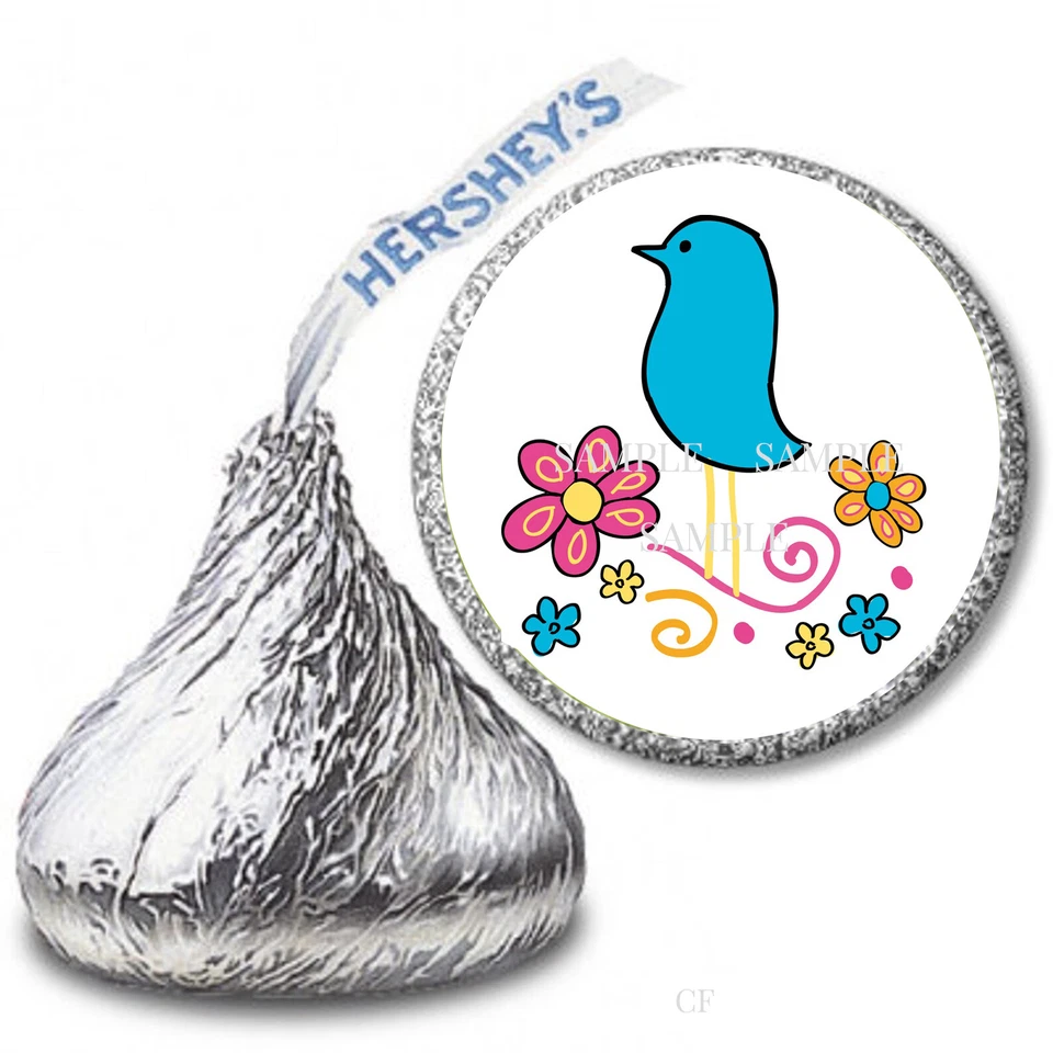 108 Flowers Blue Bird Hershey Kiss Favors Hershey Kiss Stickers Candy Wrappers Foto 1 de 1
