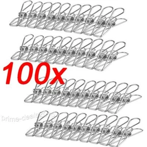 100er Set Edelstahl Metall Wäscheklammer Winddicht Wäscheklammern Klammern DE - Bild 1 von 5