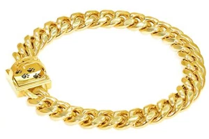 Dog Chain Collars Gold/Silver Strong Stainless Steel 15MM Cuban Link Chain Co... - Picture 1 of 5