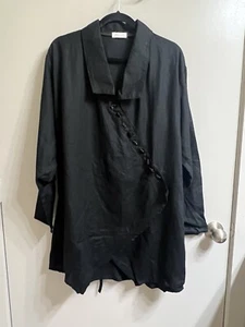 Krista Larson Linen Black Tunic Blouse OS (item 25.3) - Picture 1 of 10