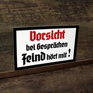 Schild Vorsicht bei Gesprächen Feind hört mit Retro Hinweisschild Warnschild - Bild 1 von 2