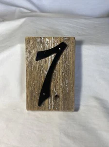 Rustic Reclaimed Wood House Number with Black Aluminum Number ~7 - Picture 1 of 2