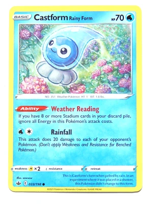 Castform Rainy Form 033/198 (NM, Pokemon Card, Chilling Reign, Water, Common) - Image 1 of 2