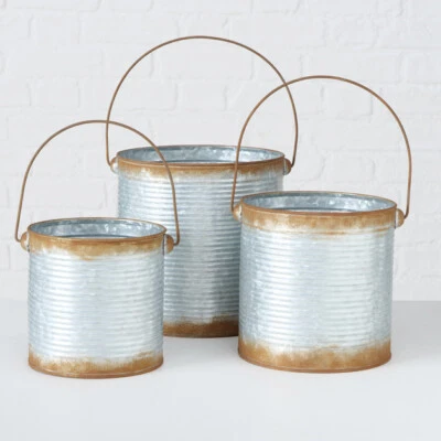 Topf Pflanztopf Zink Metall Vintage Shabby  Zinktopf Übertopf Deko Größenwahl  - Bild 1 von 2