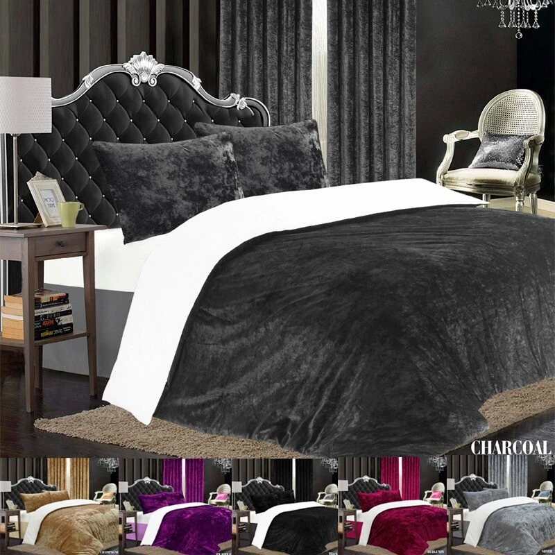 Luxurious Full Italian Velvet Duvet Quilt Cover And Pillowcase Bedding Linen Set - Image 1 of 1