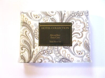 Juego de sábanas dobles de microfibra de fácil cuidado Hotel Collection 3 piezas estampado cachemir gris Foto 1 de 4