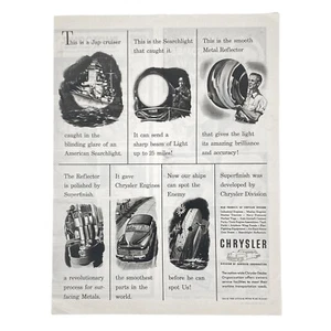 1943 WW II Chrysler Searchlight Reflectors Wartime Vintage Print Ad - Picture 1 of 1