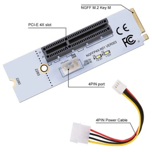 1X M.2 Key M NGFF to PCI-E 4X Adapter Card 4 PIN Power Cable (2 Pack) Riser Card - Picture 1 of 12