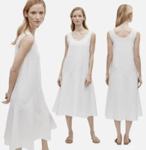 Eileen Fisher 2-teiliges weißes Leinenkleid Größe XL Unterkleid Batist - Bild 1 von 12