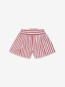 Polo Ralph Lauren Striped Cotton Poplin Short Girls, White Red, Size 10 - Picture 1 of 1