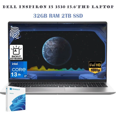 📍 2024 Dell Inspiron 3530 15 ноутбук 10-Core-13 i7-1355U 5 ГГц 32GB 2TB США - Изображение 1 из 4