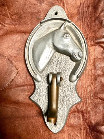 Antique Race horse with Jockey Boot Door Knocker Use For  STABLE or OFFICE DOOR! Cover