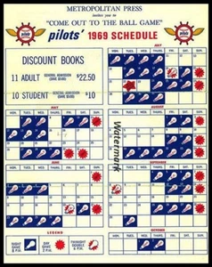 MLB 1969 Seattle Pilots Pocket Schedule 8 X 10 Photo Reprint - Picture 1 of 1