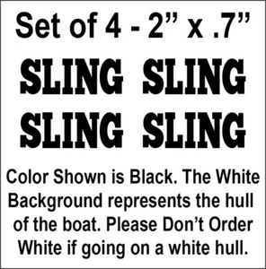 Set of 4 - 2" x .7" Sling Boat Decals #2 - Picture 1 of 2