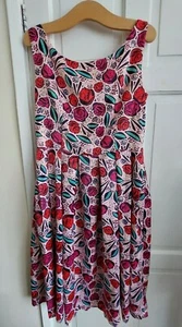 Lindy Bop Uk 14 Lana Pink Spanish Rose Floral Dress Wedding Occasion Party - Picture 1 of 9