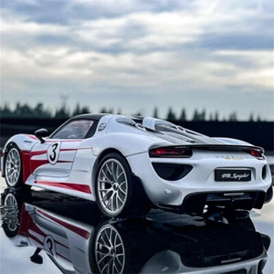 1:18 Porsche 918 Spyder Martini Diecast Car Model Sound Light Kids Birthday Gift - Picture 1 of 15
