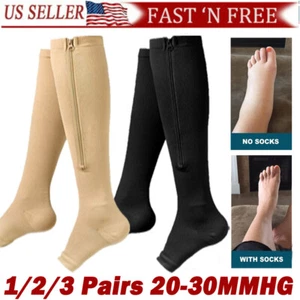 20-30mmhg zippered compression socks easy put on and take off prevent swelling - Picture 1 of 16