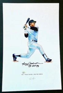 REGGIE JACKSON BEAUTIFULLY SIGNED 12x18 LITHOGRAPH WITH AUTHENTICATION FROM JSA - Picture 1 of 2