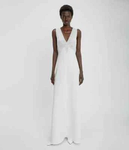 ABITO DA SERA CHRISTOPHER KANE CORPETTO CRISTALLO BIANCO CREPE TAGLIA UK 14-16, 48 NUOVO CON ETICHETTE - Foto 1 di 13