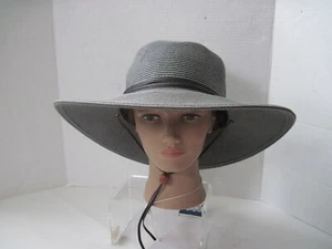 Peter Grimm Women's Straw Beach Summer Hat Wide Brim String Band Gray - Picture 1 of 23