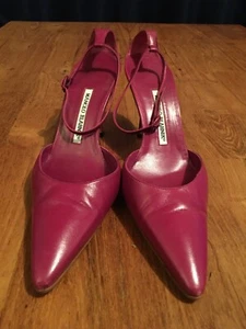 Manolo Blahnik D'Orsay Cranberry Heels Size EU 39 Good pre owned condition - Picture 1 of 7
