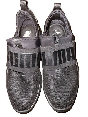 Puma Solid Black Slip On low top sneakers size 7 EUR 37.5 closed toe women's - Image 1 of 4