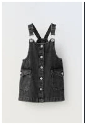 ZARA NIÑO 18-24 MESES NEGRO DENIM MONO VESTIDO BROCHES DELANTEROS Foto 1 de 4