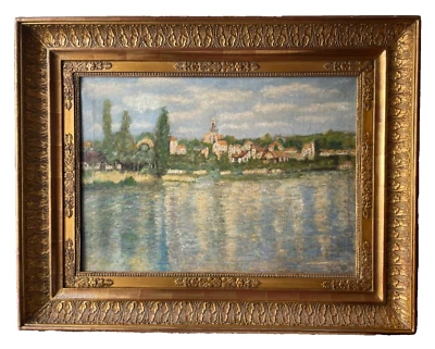 CLAUDE MONET ? 19th - GREAT IMPRESSIONIST ANTIQUE OIL / CANVAS - RIVER LANDSCAPE - Image 1 of 4