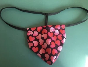 Mens Black RED HEARTS Valentines Day Love Gstring Thong Male Sexy Underwear - Picture 1 of 1