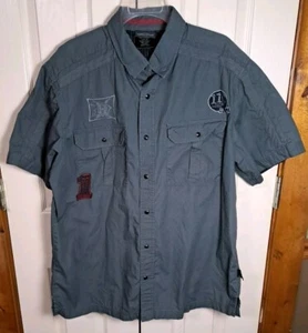 Harley-Davidson Biker Grau Snap Front Shirt Herren L - Bild 1 von 9