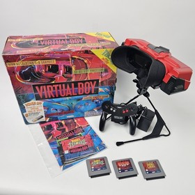 Nintendo Virtual Boy Console CIB AC Adapter Tennis Wario Land Red Alarm TESTED