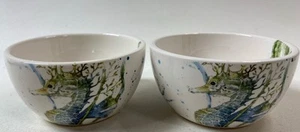 Pier 1 Imports Ironstone Sea Life Set di 2 piccole ciotole per immersione 4" - Foto 1 di 8