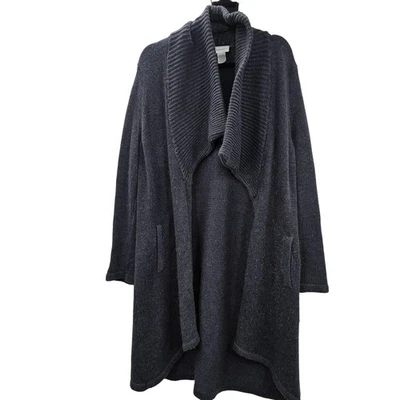 Suéter Soft Surroundings Mujer XL Gris Cárdigan Extra Largo Grueso Acogedor Abierto Foto 1 de 4