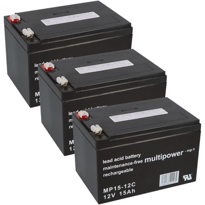 MULTIPOWER 3x 12V 15Ah AKKU BATTERIE Roller E-Scooter E500 Batterie 36V