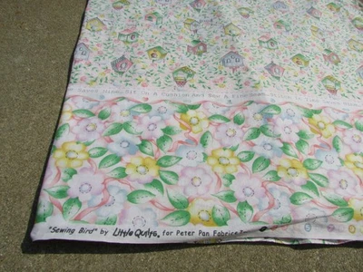 Sewing Bird Little Quilts Peter Pan Fabrics Birdhouse Flowers Fabric 2 Yards - Image 1 of 4