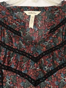 Matilda Jane Top Medium Carol Boho Long Sleeve Floral Sheer Peasant Blouse Women - Picture 1 of 6