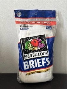 VTG Fruit of the Loom Briefs 6 Pack 1996 Men's White Size Large 38-40 New - Picture 1 of 8