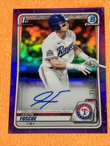 /250 Justin Foscue 1st AUTO 2020 Bowman Draft #CDA-JF TRUE PURPLE REFRACTOR - Picture 1 of 3