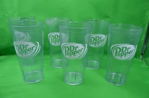 Lote de 6 vasos Dr Pepper, plástico transparente, vintage, G.E.T. - Imagen 1 de 4