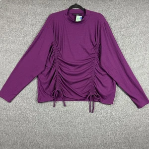 Lane Bryant Shirt Damen 26/28 lila gerafft Kordelzug vorne Langarm Übergröße - Bild 1 von 13