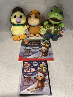 Wonder Pets 全新 Linny、Ming Ming & Tuck 毛绒娃娃,带书和 DVD 全新套装! — 第 1/4 张图片
