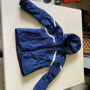 Ski Jacket age 11-12 unisex Blue and white Excellent Condition Worn One Season - Picture 1 of 3