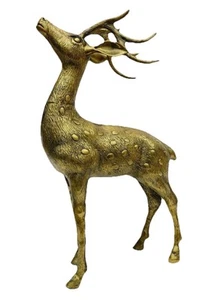 Grande scultura/figurina cervo/renna in ottone metà secolo vintage decorazione MCM - Foto 1 di 22