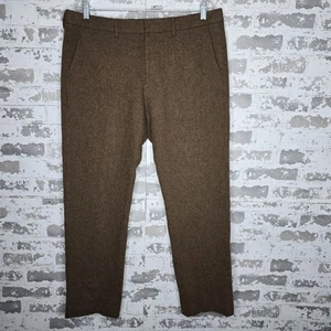 J Crew Mens Bedford Slim Wool Herringbone Brown Dress Pants Zip Fly Size 36x30 - Picture 1 of 13