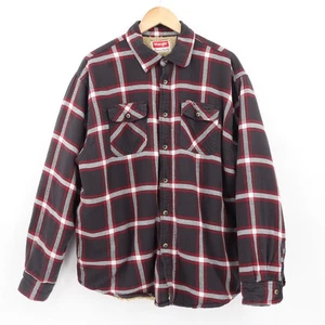 Chaqueta Camisa de Franela Forrada Sherpa De Colección Para Hombre Wrangler Roja a Cuadros Talla XL - Imagen 1 de 6