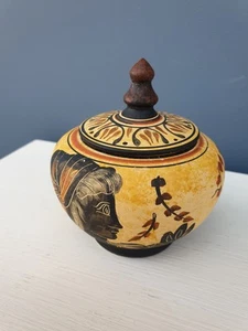 Greek Pottery Lidded Pot - Picture 1 of 3
