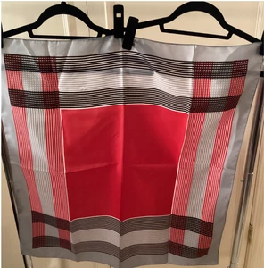 ADANTE GREY/RED/PLAID SILK 26" SCARF (97) - Picture 1 of 3